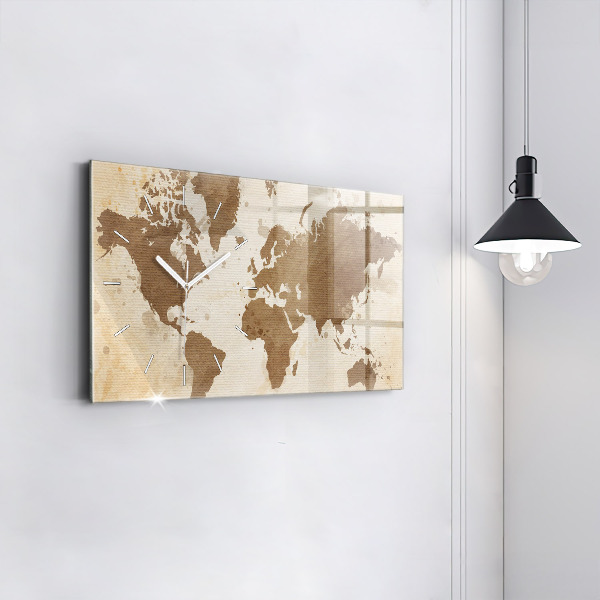 Horizontal wall clock Painted map of the world