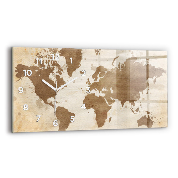 Horizontal wall clock Painted map of the world