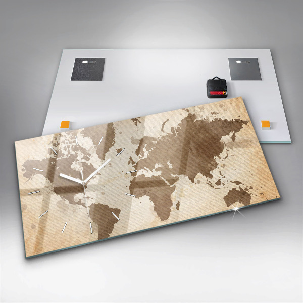 Horizontal wall clock Painted map of the world