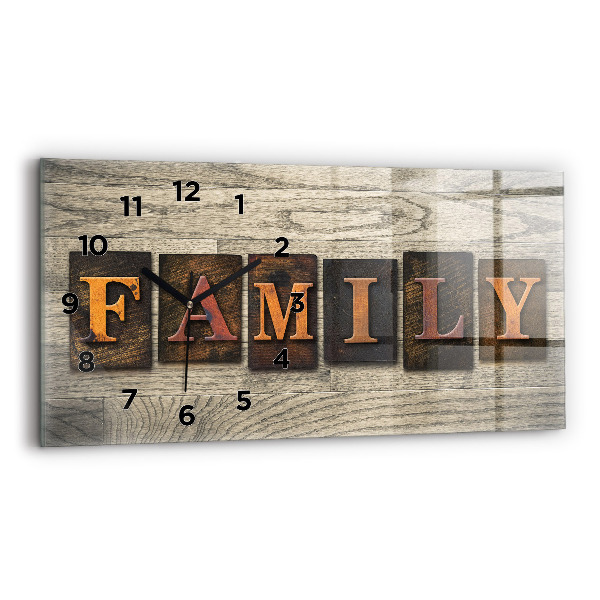 Horizontal wall clock The inscription family