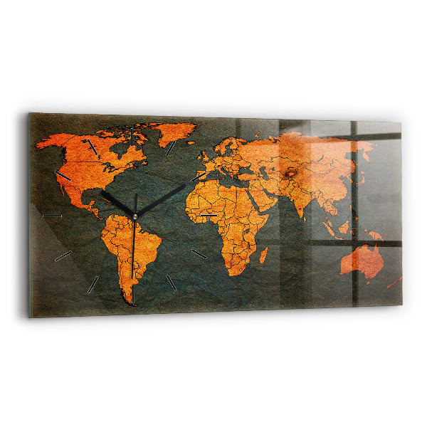 Horizontal wall clock World map