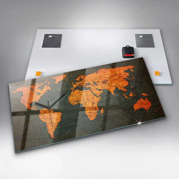 Horizontal wall clock World map
