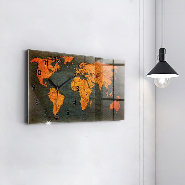 Horizontal wall clock World map