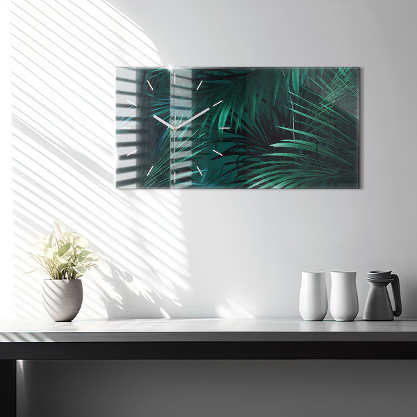 Horizontal wall clock Tropical leaves
