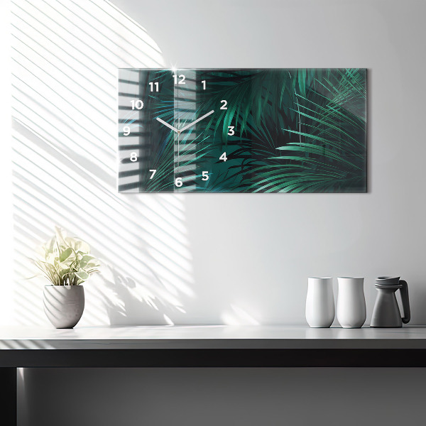 Horizontal wall clock Tropical leaves