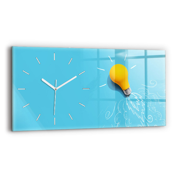 Horizontal wall clock Light bulb drawing