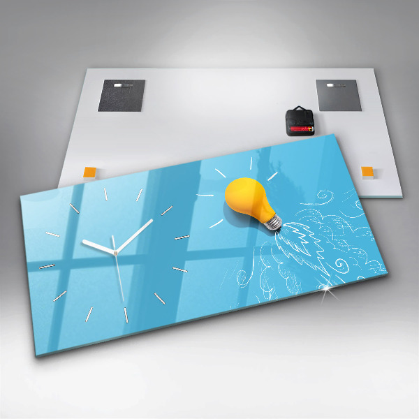 Horizontal wall clock Light bulb drawing