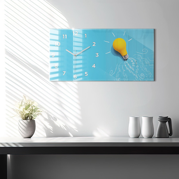 Horizontal wall clock Light bulb drawing