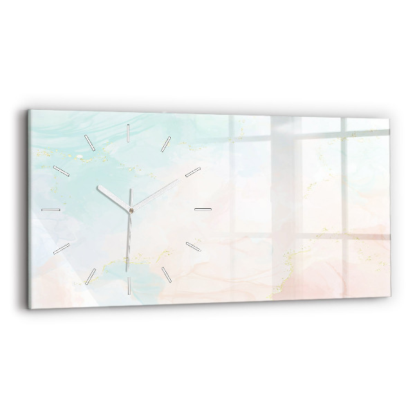 Horizontal wall clock Watercolor marble