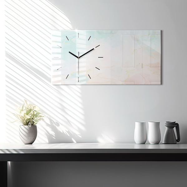 Horizontal wall clock Watercolor marble