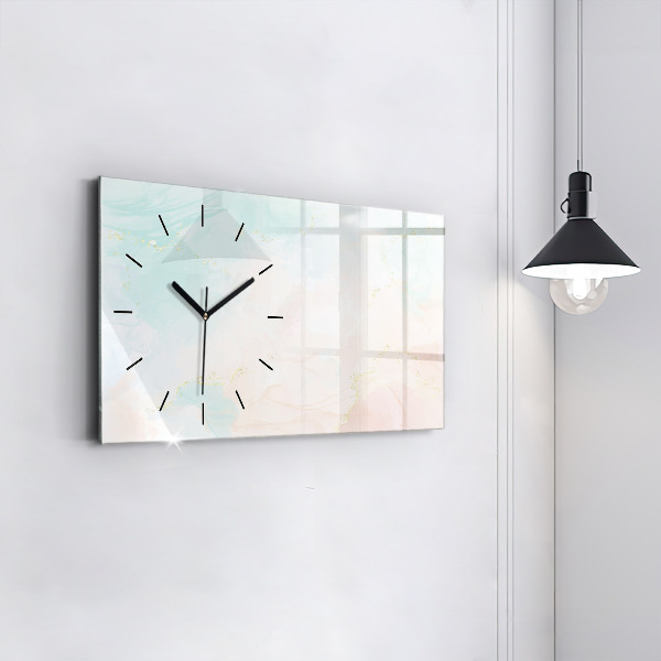 Horizontal wall clock Watercolor marble