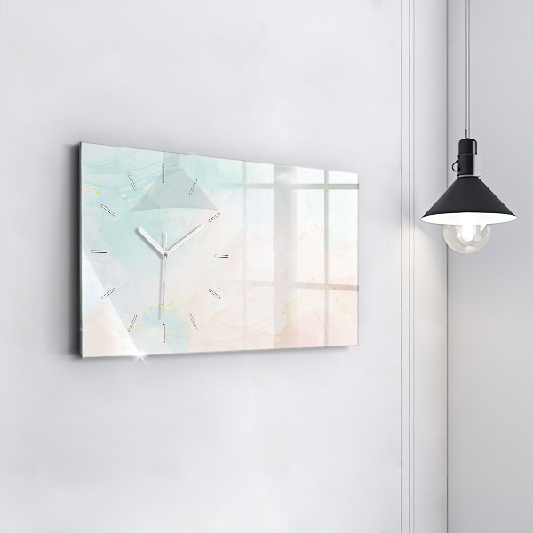 Horizontal wall clock Watercolor marble