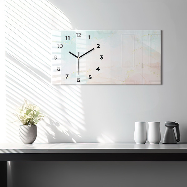 Horizontal wall clock Watercolor marble