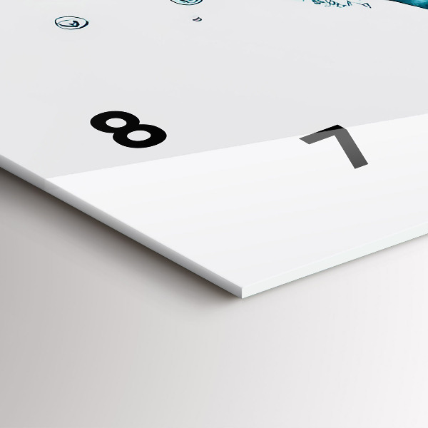 Horizontal wall clock Water map of the world