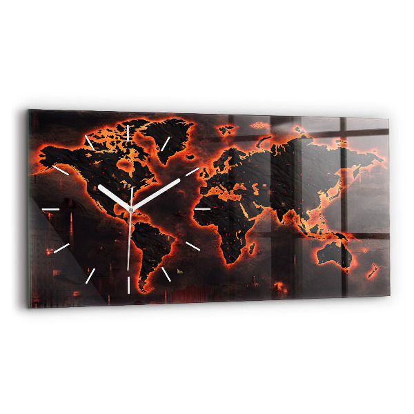 Horizontal wall clock World map