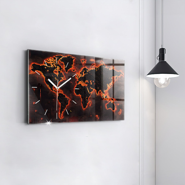 Horizontal wall clock World map