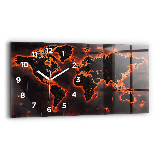 Horizontal wall clock World map