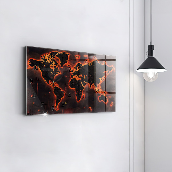 Horizontal wall clock World map