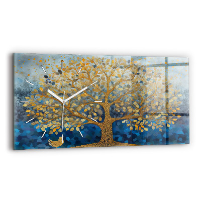 Horizontal wall clock Abstract tree