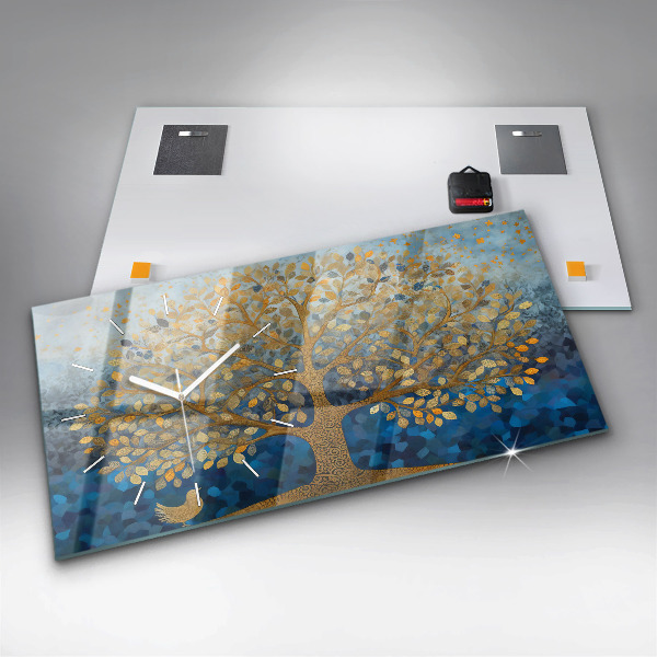 Horizontal wall clock Abstract tree