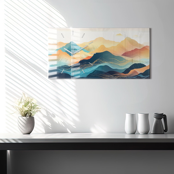 Horizontal wall clock Mountain landscape
