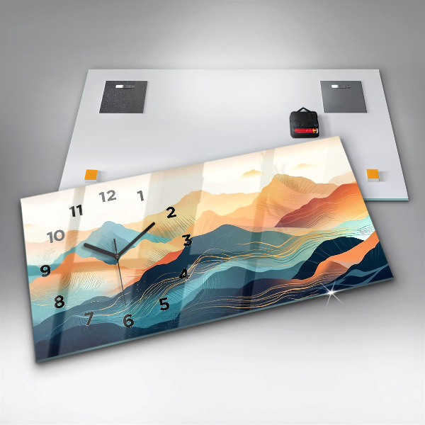 Horizontal wall clock Mountain landscape