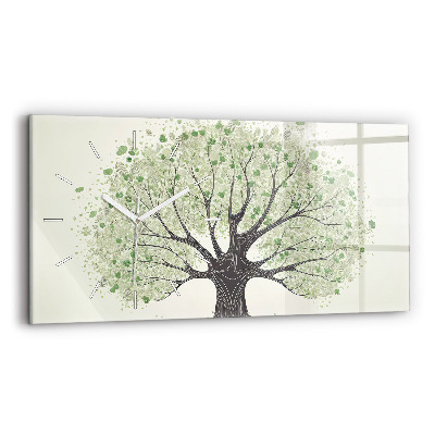 Horizontal wall clock Big tree nature