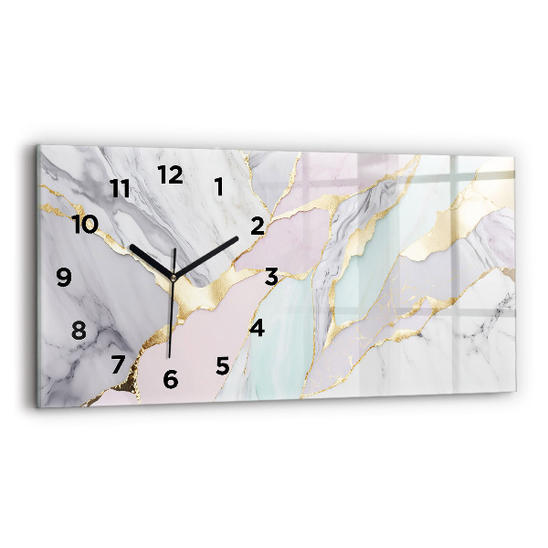 Horizontal wall clock Marble pattern