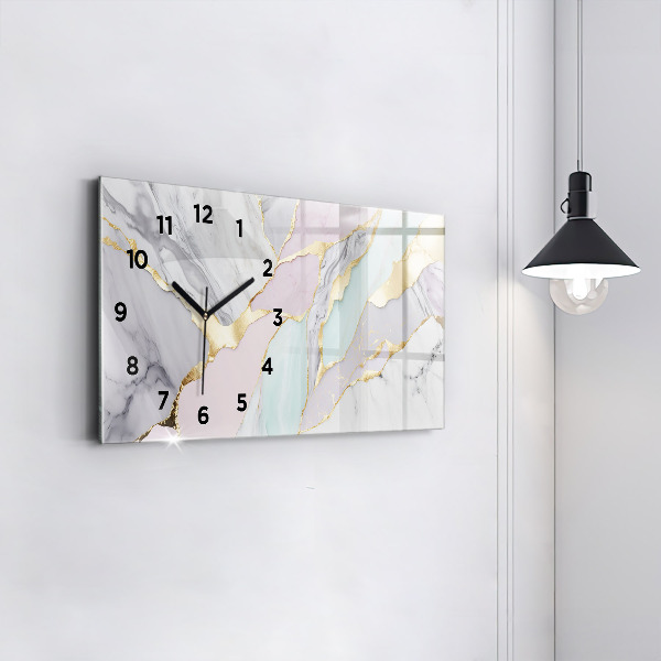 Horizontal wall clock Marble pattern