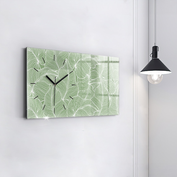 Horizontal wall clock Leaves nature pattern
