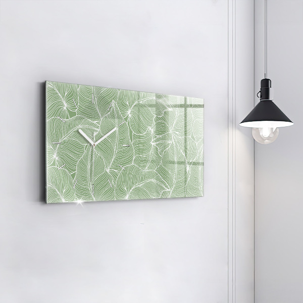 Horizontal wall clock Leaves nature pattern