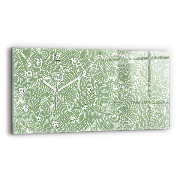 Horizontal wall clock Leaves nature pattern