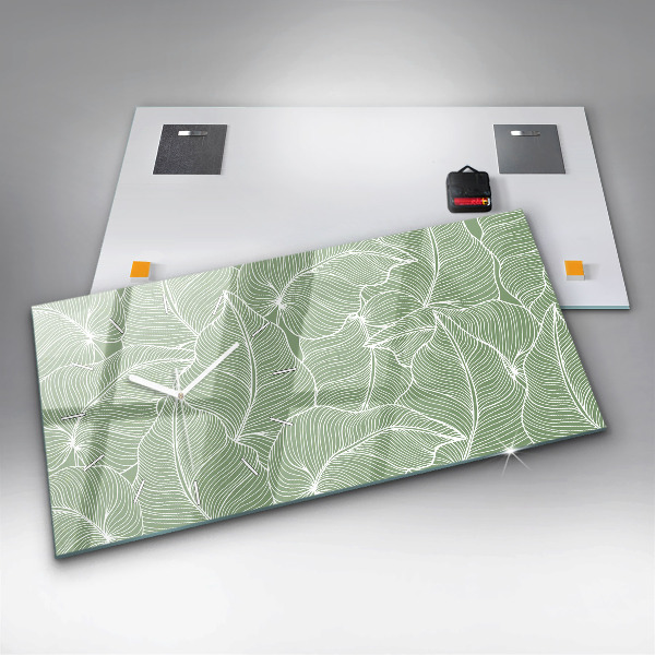 Horizontal wall clock Leaves nature pattern
