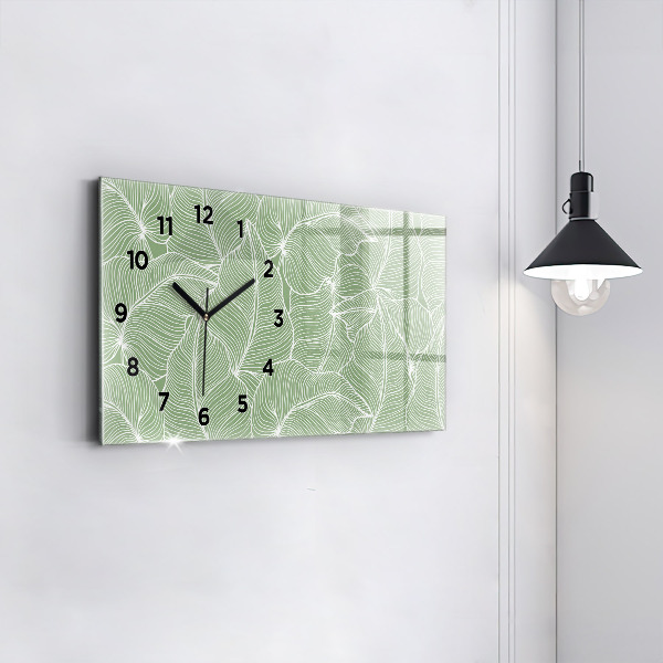 Horizontal wall clock Leaves nature pattern