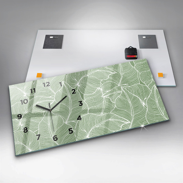 Horizontal wall clock Leaves nature pattern