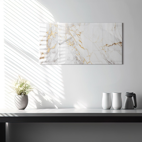 Horizontal wall clock Decorative marble