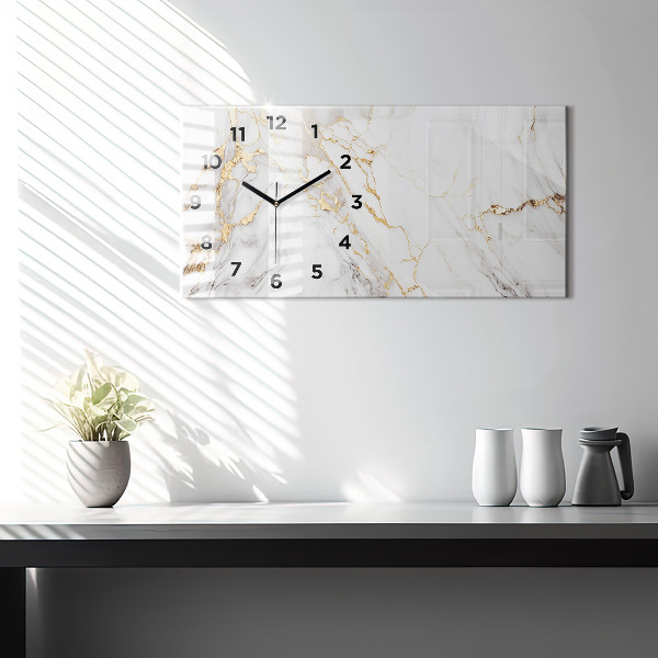 Horizontal wall clock Decorative marble