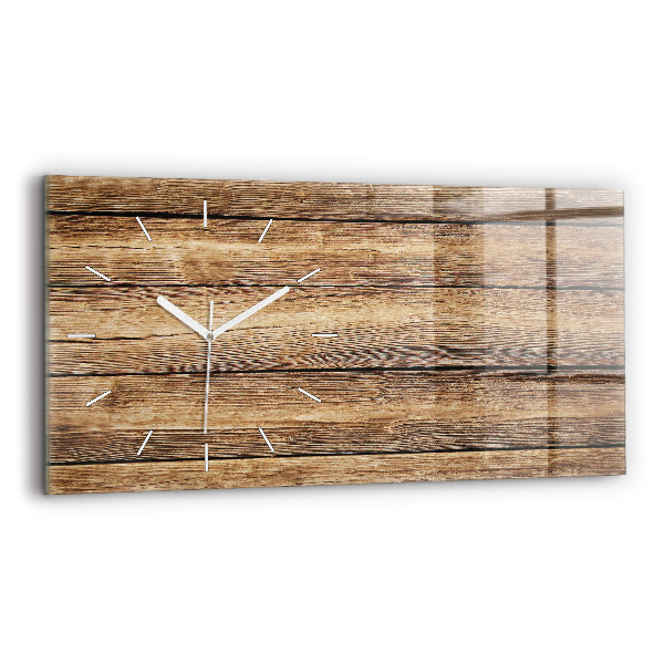 Horizontal wall clock Wooden boards