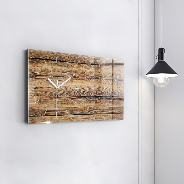Horizontal wall clock Wooden boards