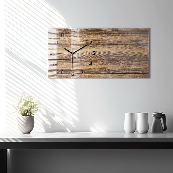 Horizontal wall clock Wooden boards