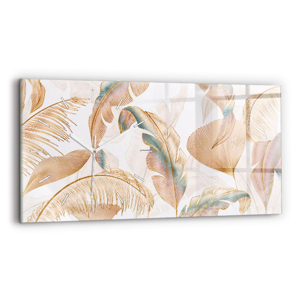 Horizontal wall clock Nature leaf pattern