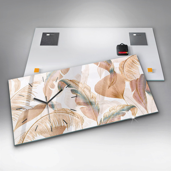 Horizontal wall clock Nature leaf pattern