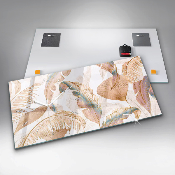 Horizontal wall clock Nature leaf pattern