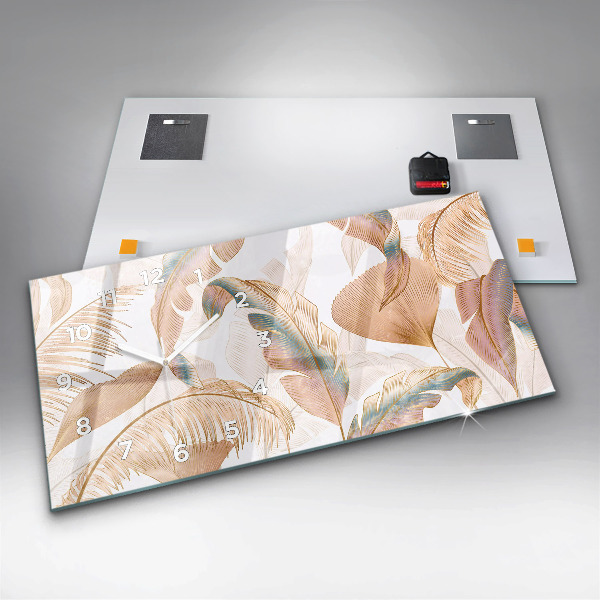 Horizontal wall clock Nature leaf pattern