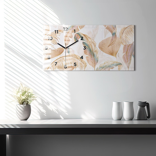Horizontal wall clock Nature leaf pattern