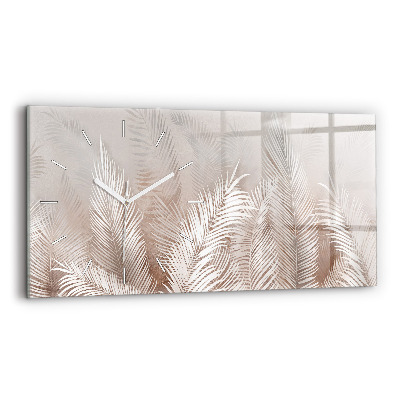 Horizontal wall clock Tropical leaves