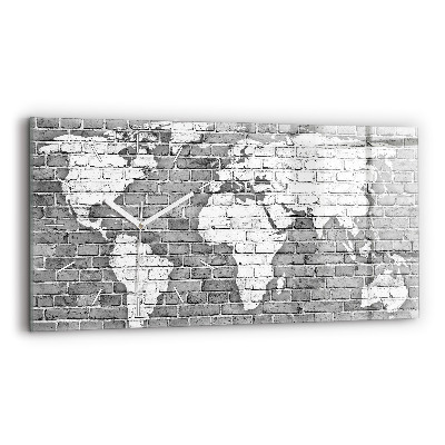 Horizontal wall clock World map on the wall