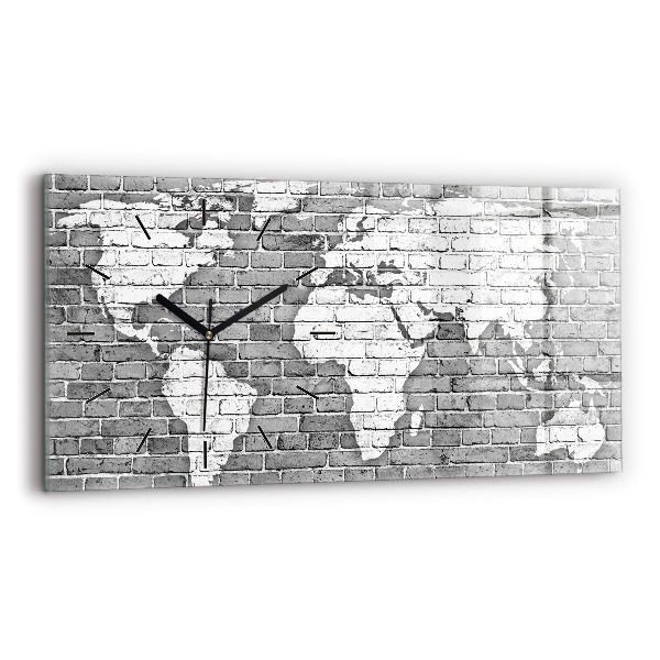 Horizontal wall clock World map on the wall