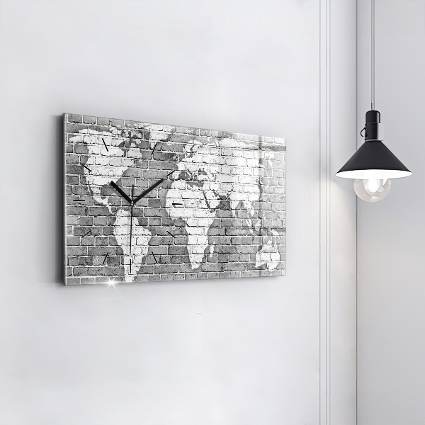 Horizontal wall clock World map on the wall