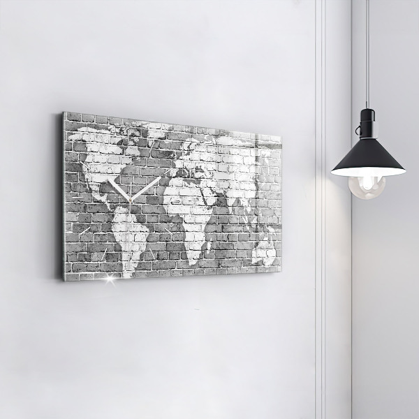Horizontal wall clock World map on the wall